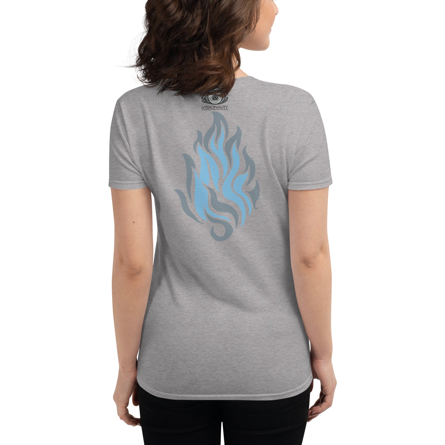 Women's Short Sleeve T-Shirt “Silver Flame” Adventurers Front/Crest Back