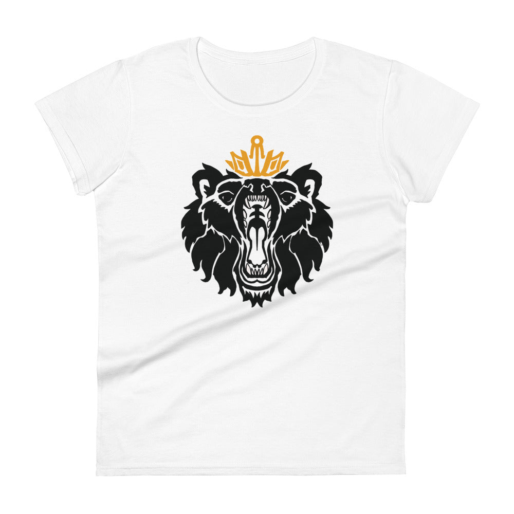Women's Short Sleeve T-Shirt “Royal Bear” Crest Front/Adventurers Back