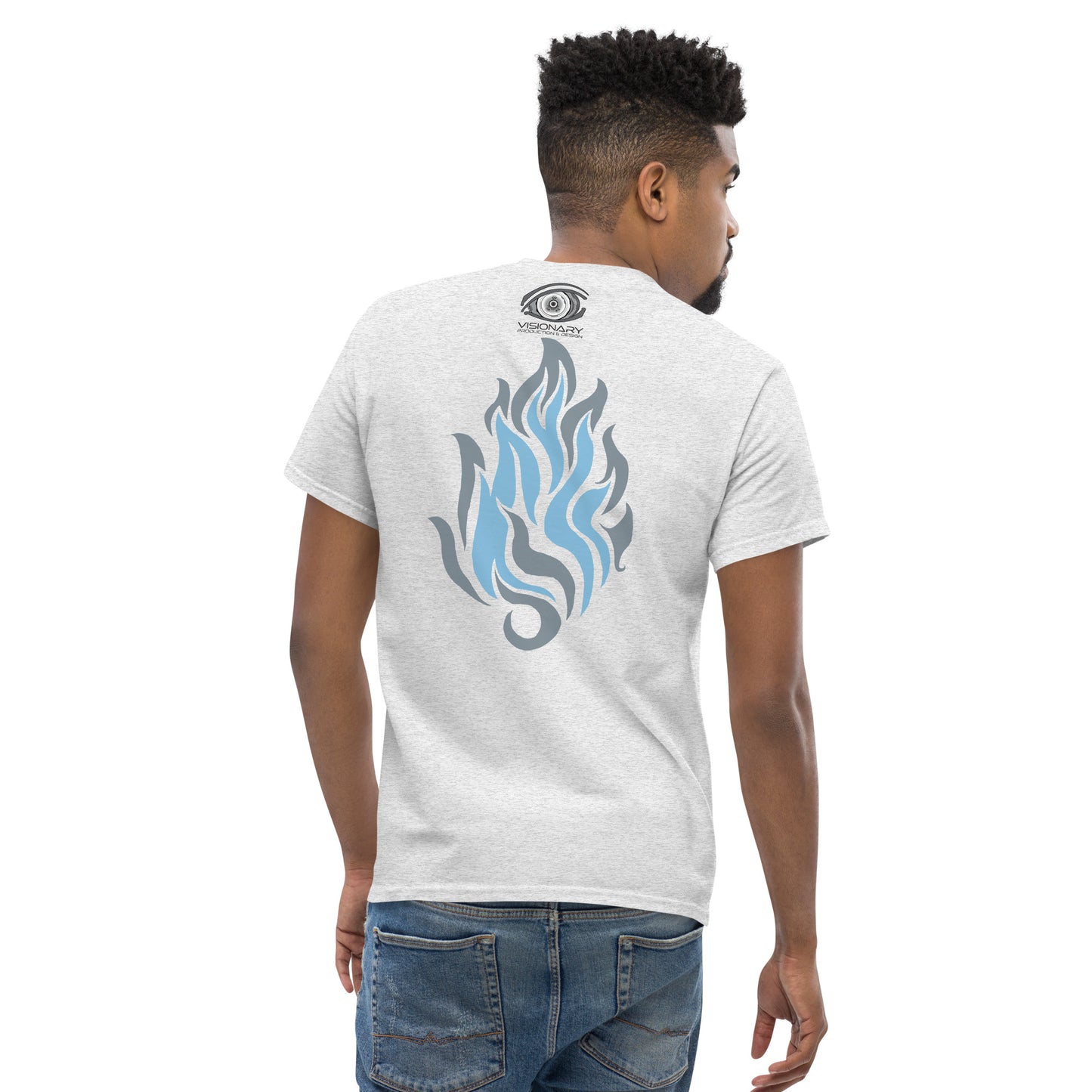 Men’s Classic Tee “Silver Flame” Adventurers Front/Crest Back