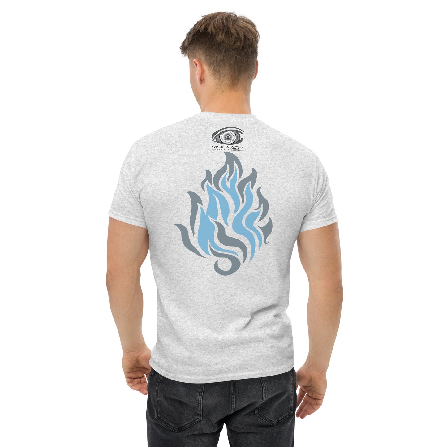 Men’s Classic Tee “Silver Flame” Adventurers Front/Crest Back