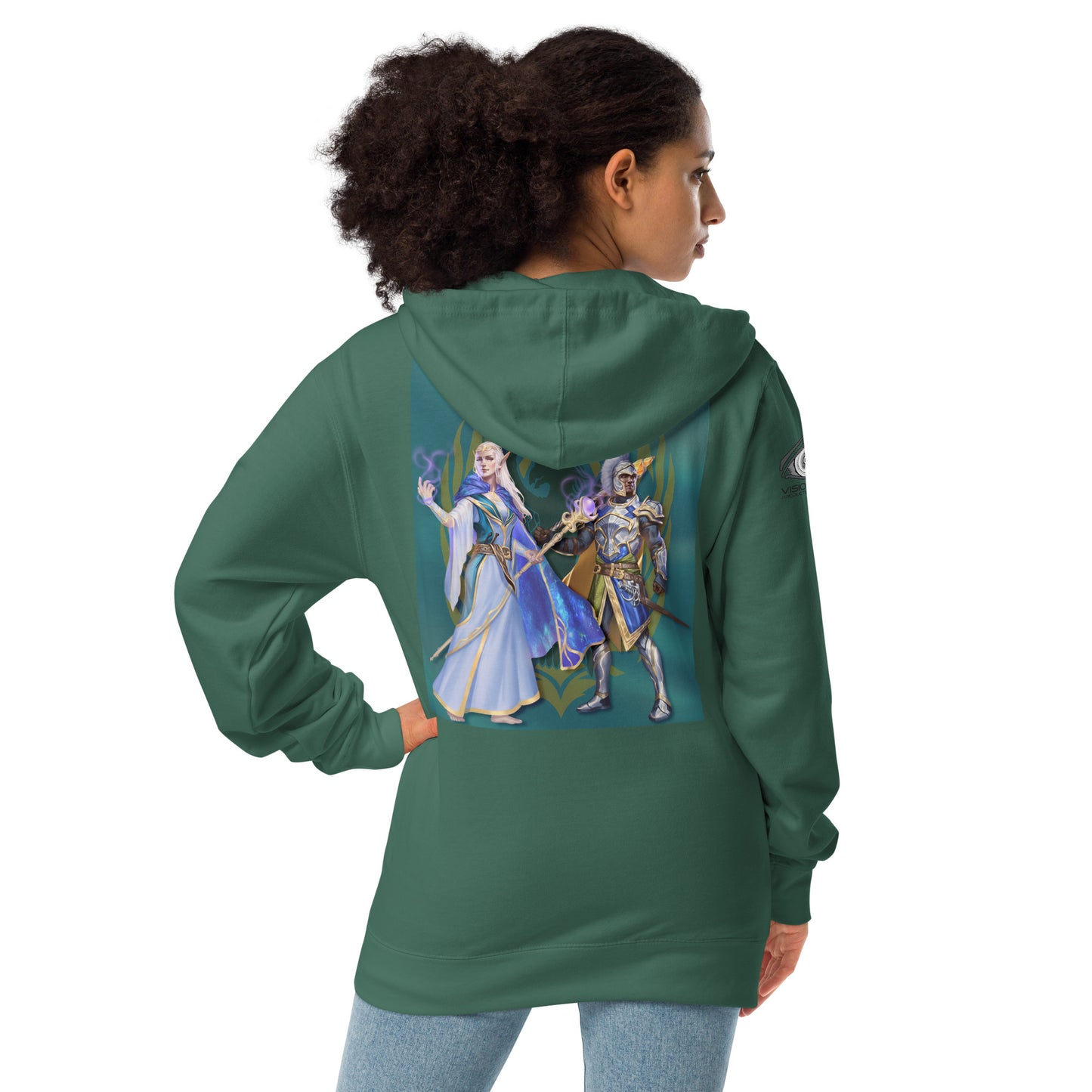 Unisex Fleece Zip Up Hoodie "Dragon Hawk"