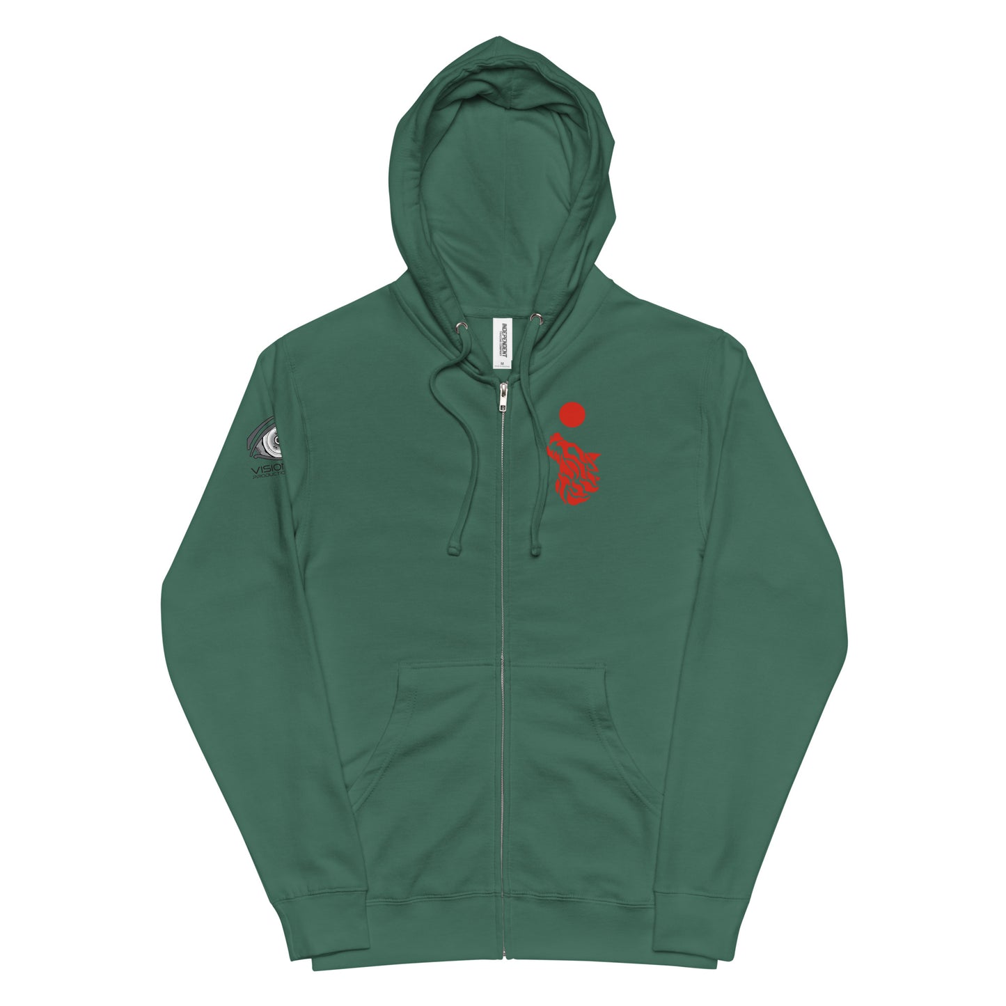 Unisex Fleece Zip Up Hoodie "Red Wolf"