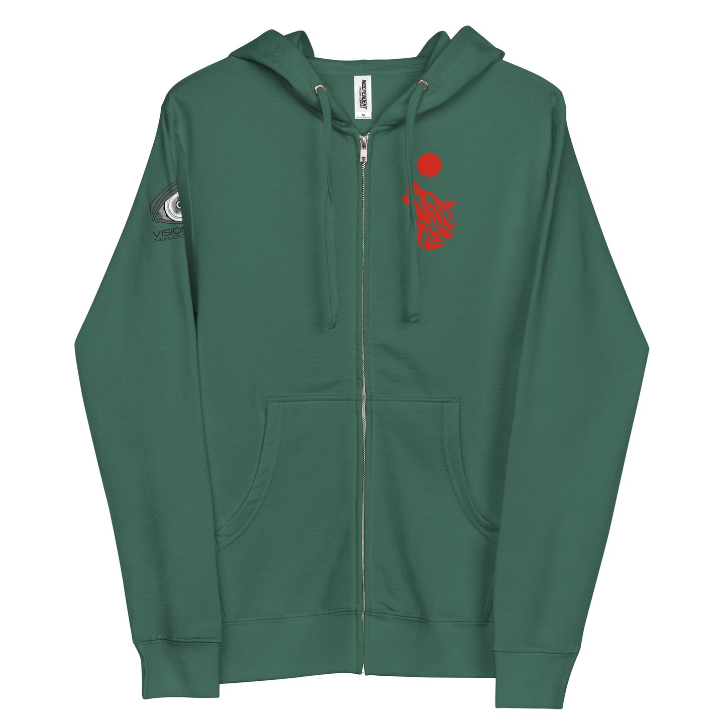 Unisex Fleece Zip Up Hoodie "Red Wolf"