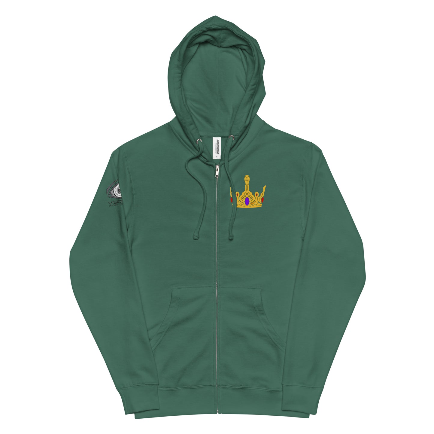 Unisex Fleece Zip Up Hoodie "Gold Crown"