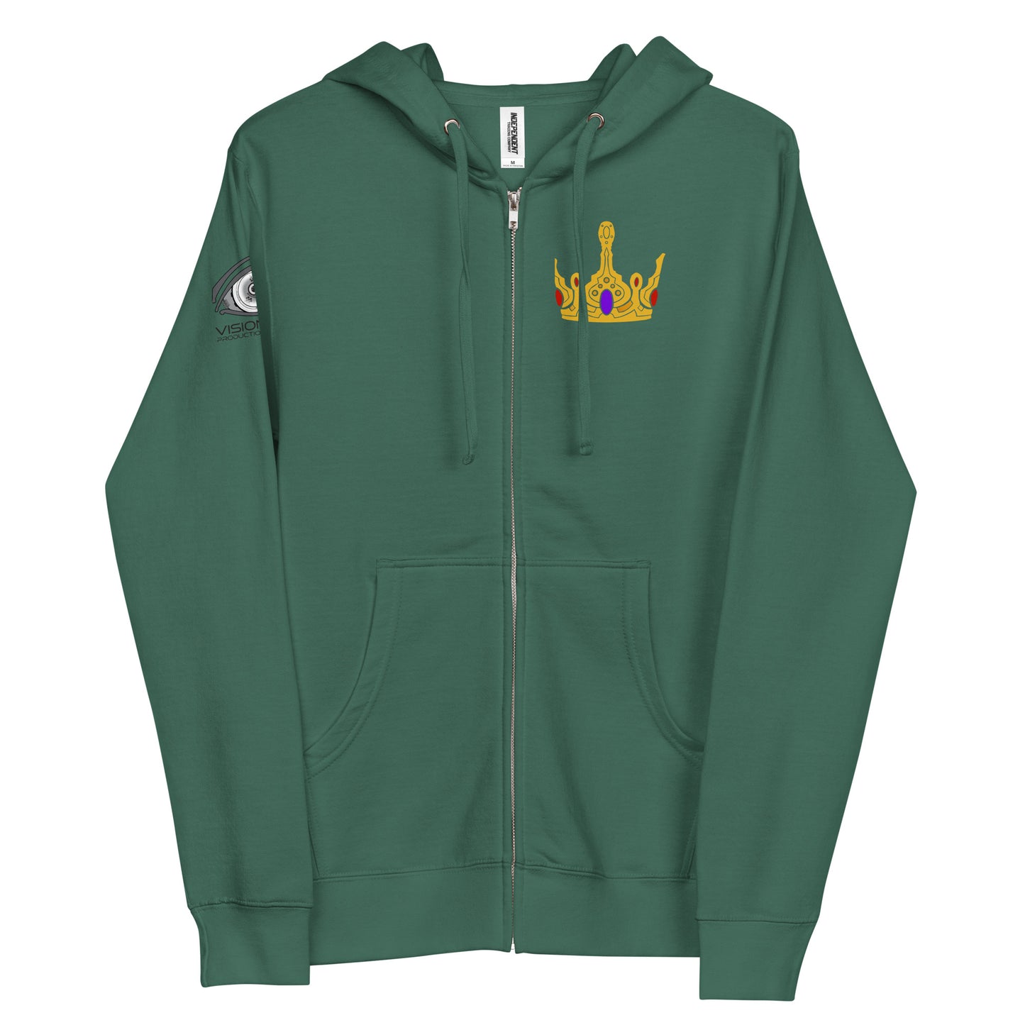 Unisex Fleece Zip Up Hoodie "Gold Crown"