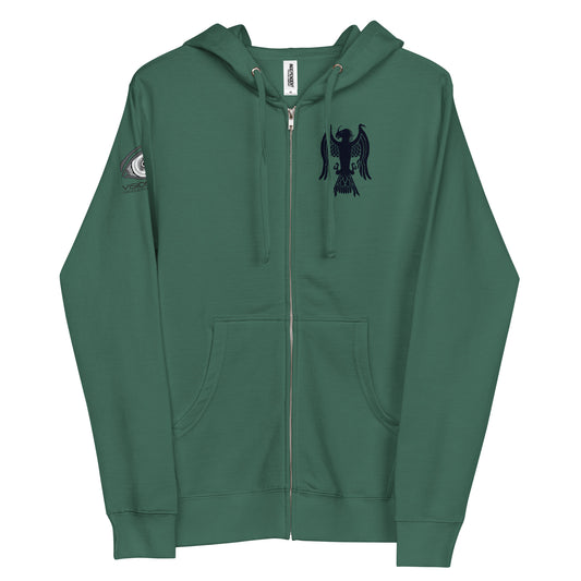 Unisex Fleece Zip Up Hoodie "Dragon Hawk"