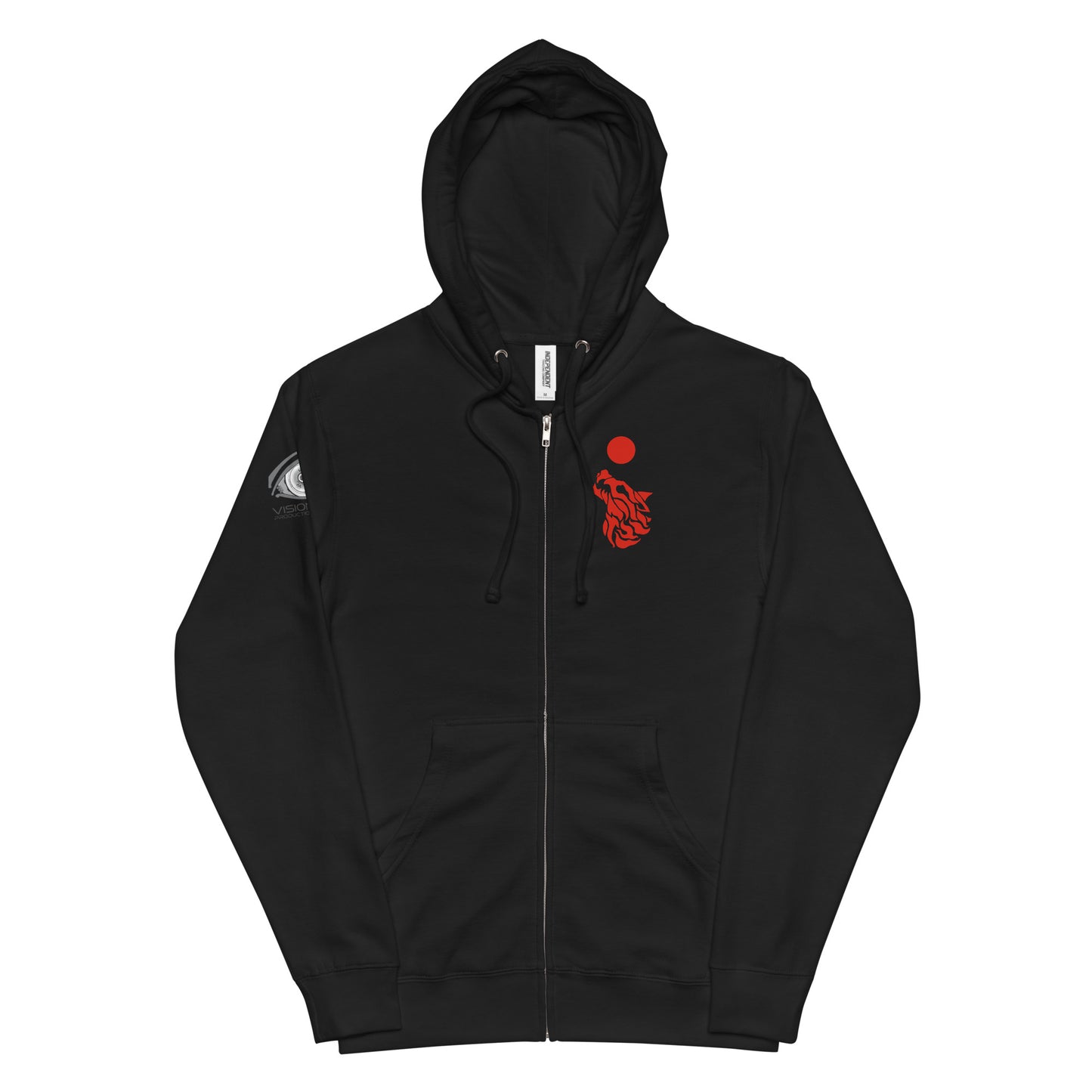 Unisex Fleece Zip Up Hoodie "Red Wolf"