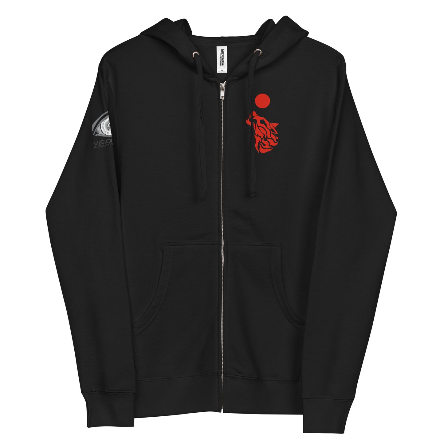 Unisex Fleece Zip Up Hoodie "Red Wolf"