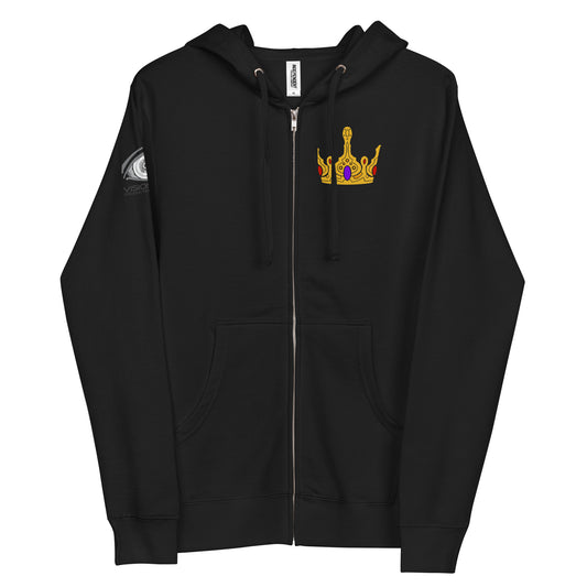 Unisex Fleece Zip Up Hoodie "Gold Crown"