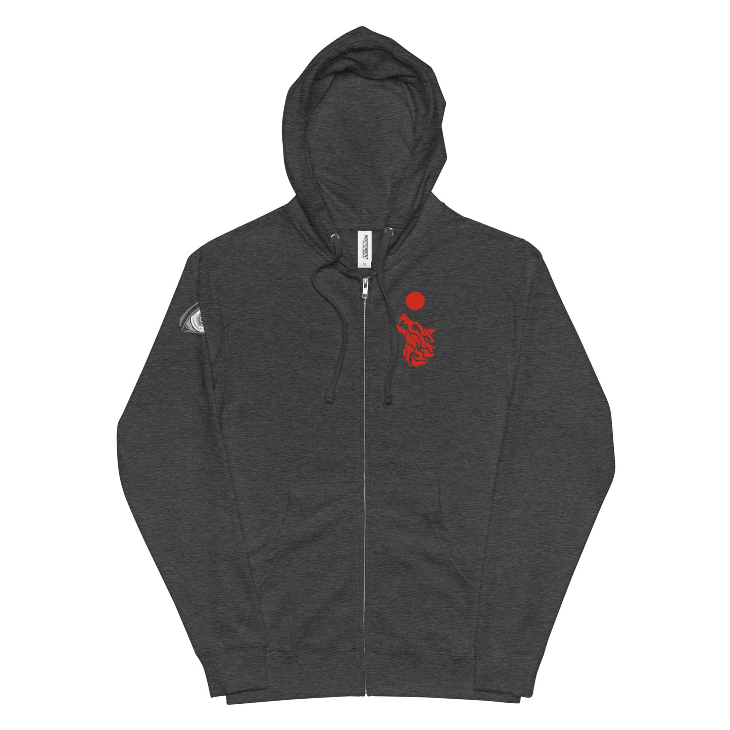 Unisex Fleece Zip Up Hoodie "Red Wolf"