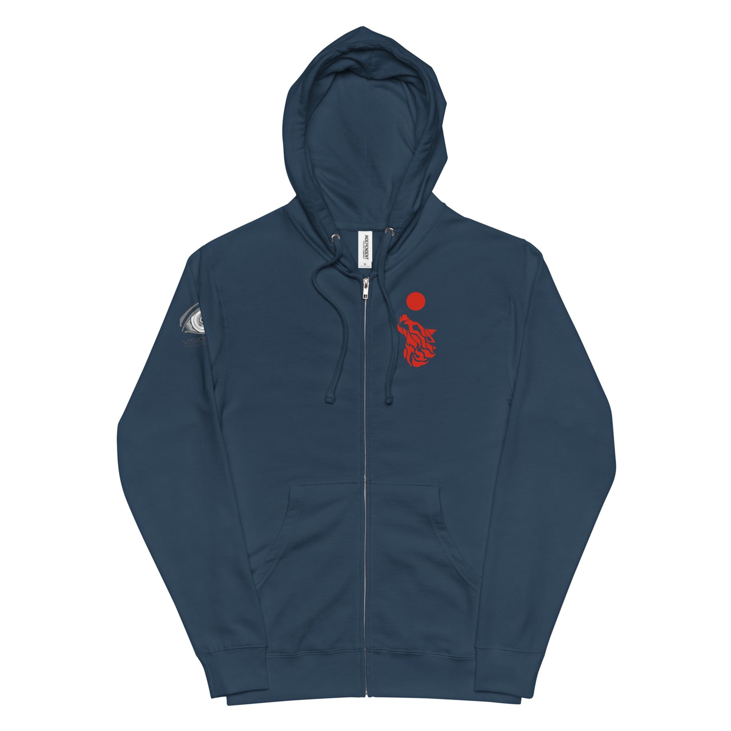 Unisex Fleece Zip Up Hoodie "Red Wolf"