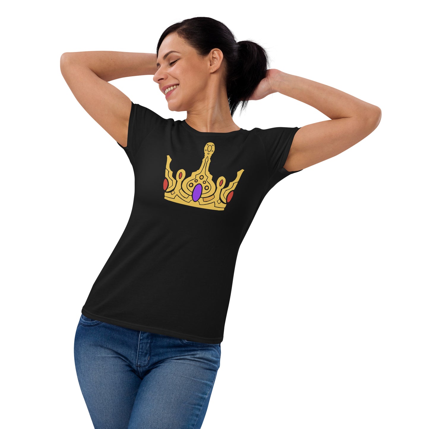 Women's Short Sleeve T-Shirt “Gold Crown” Crest Front/Adventurers Back