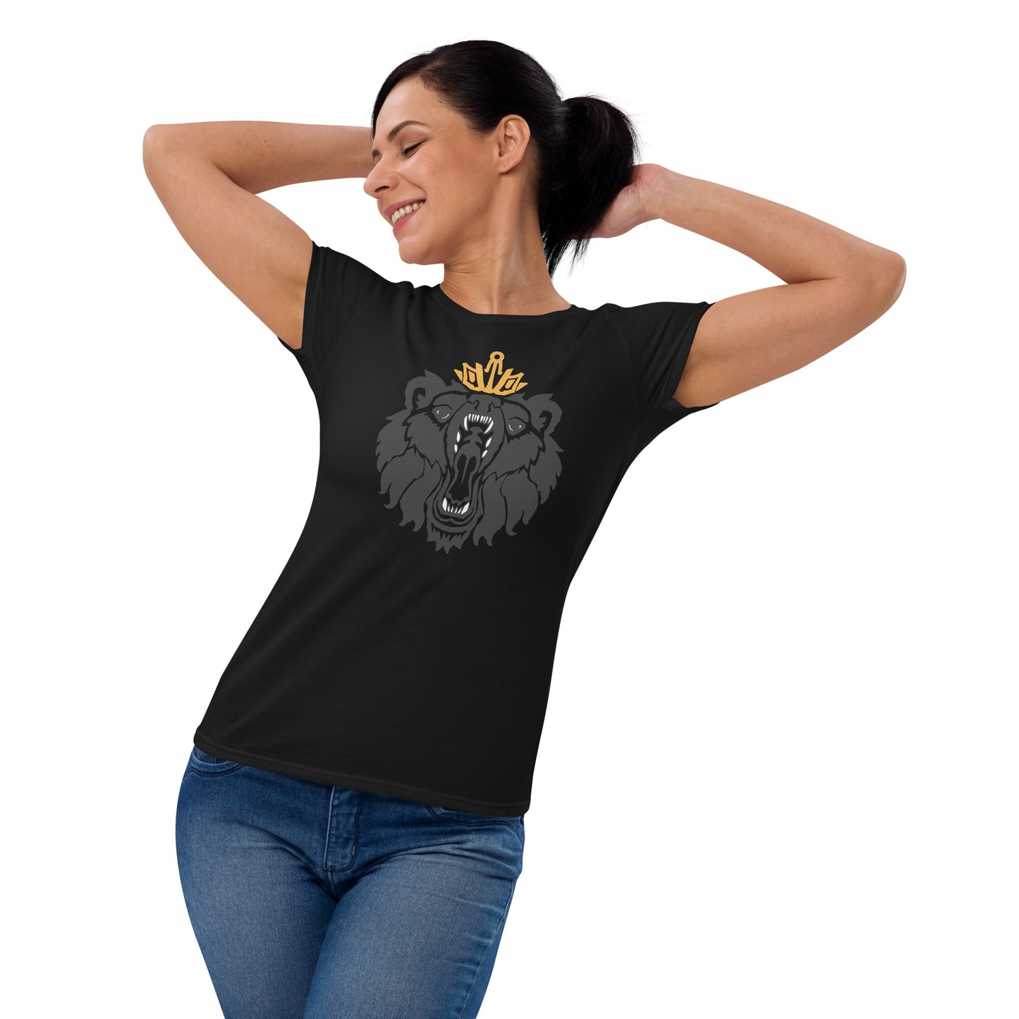 Women's Short Sleeve T-Shirt “Royal Bear” Crest Front/Adventurers Back