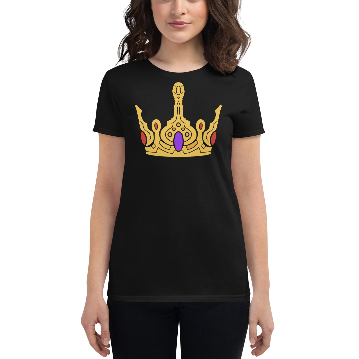 Women's Short Sleeve T-Shirt “Gold Crown” Crest Front/Adventurers Back