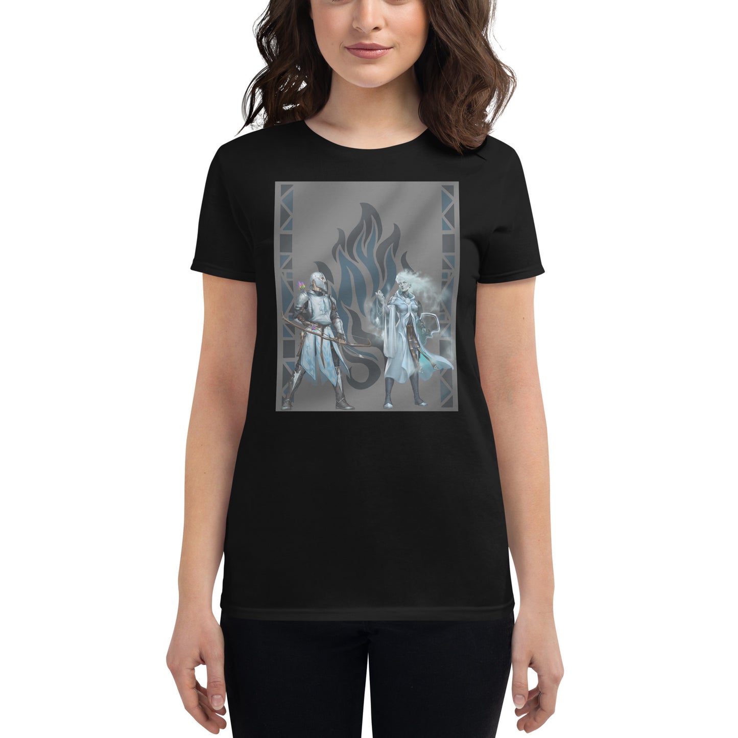 Women's Short Sleeve T-Shirt “Silver Flame” Adventurers Front/Crest Back