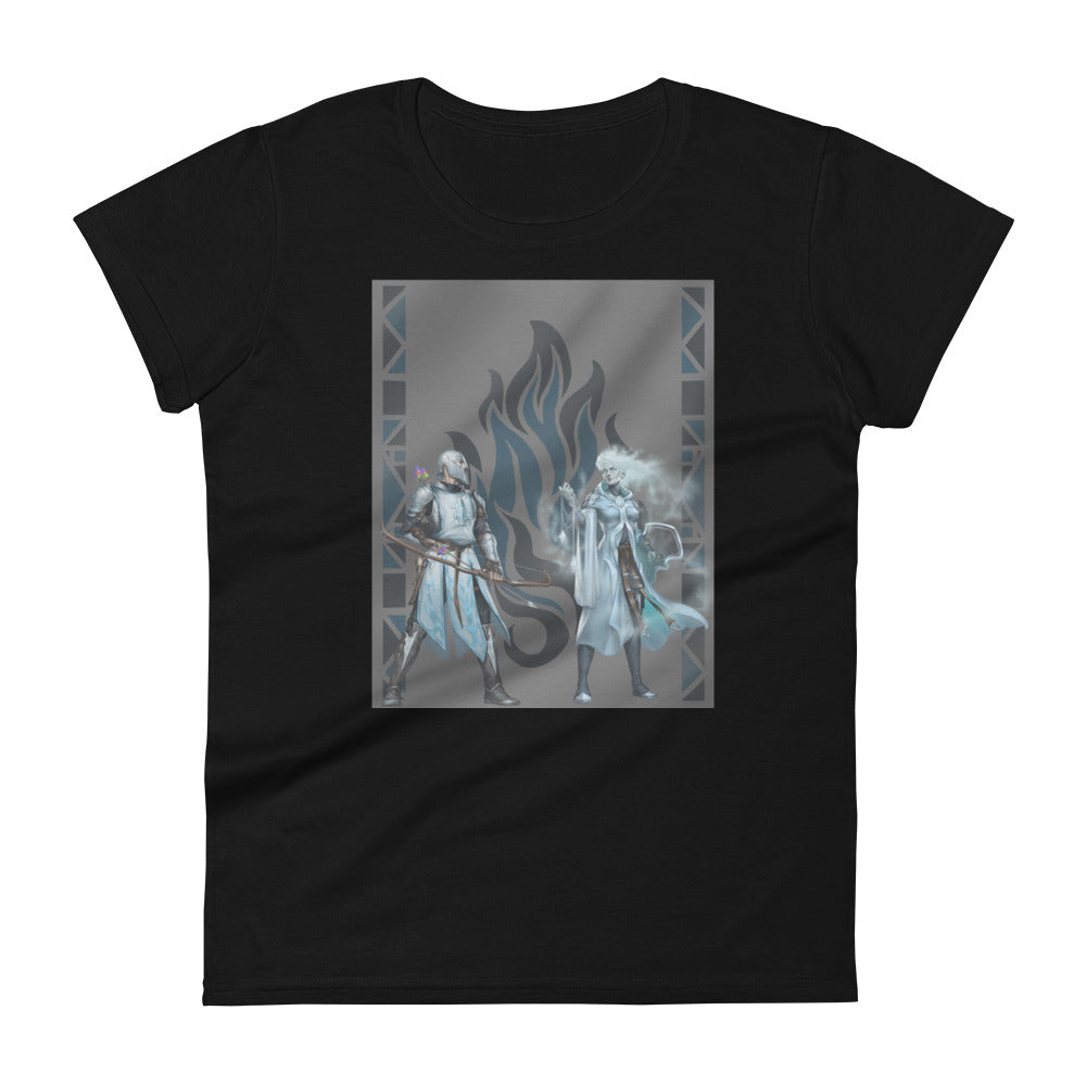 Women's Short Sleeve T-Shirt “Silver Flame” Adventurers Front/Crest Back