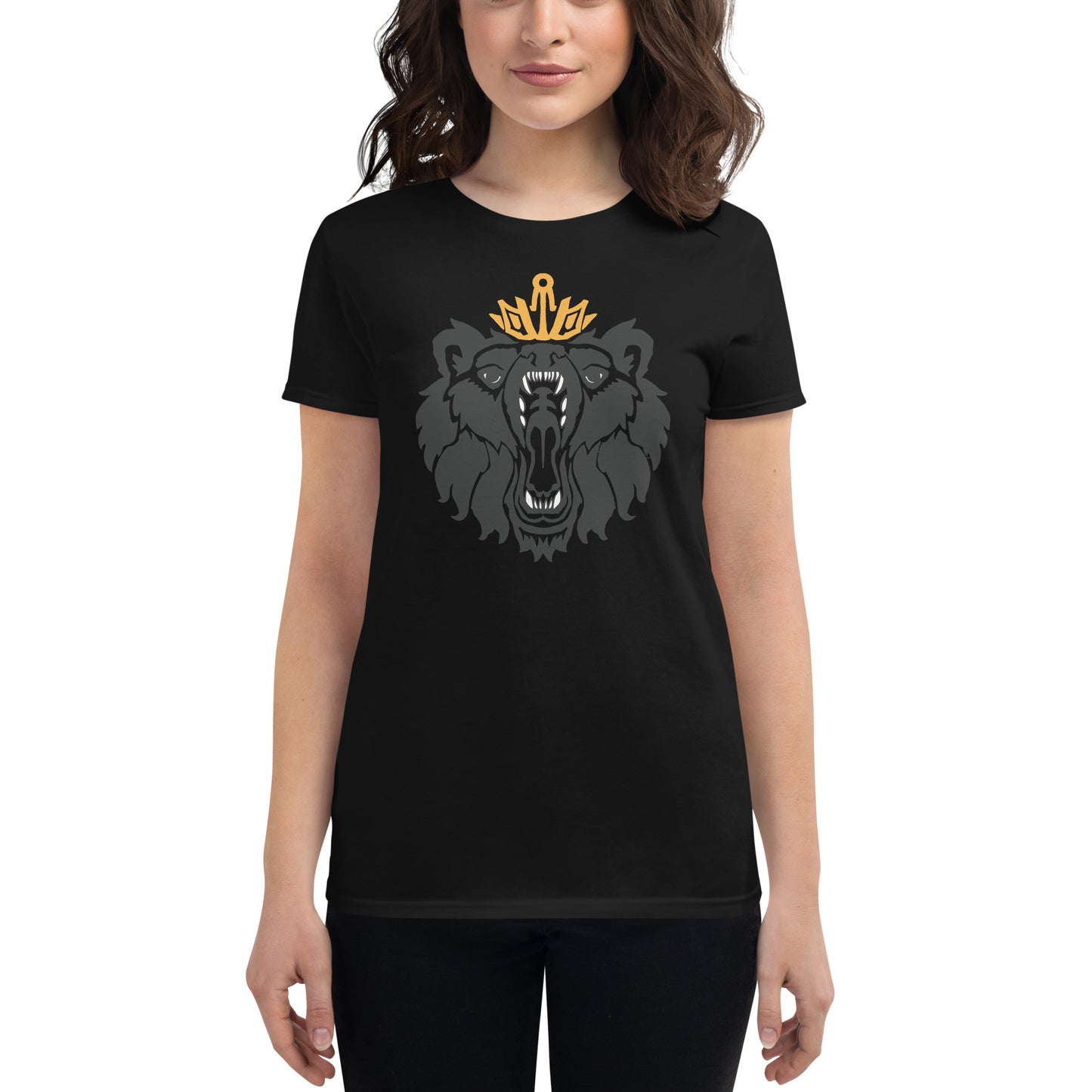 Women's Short Sleeve T-Shirt “Royal Bear” Crest Front/Adventurers Back