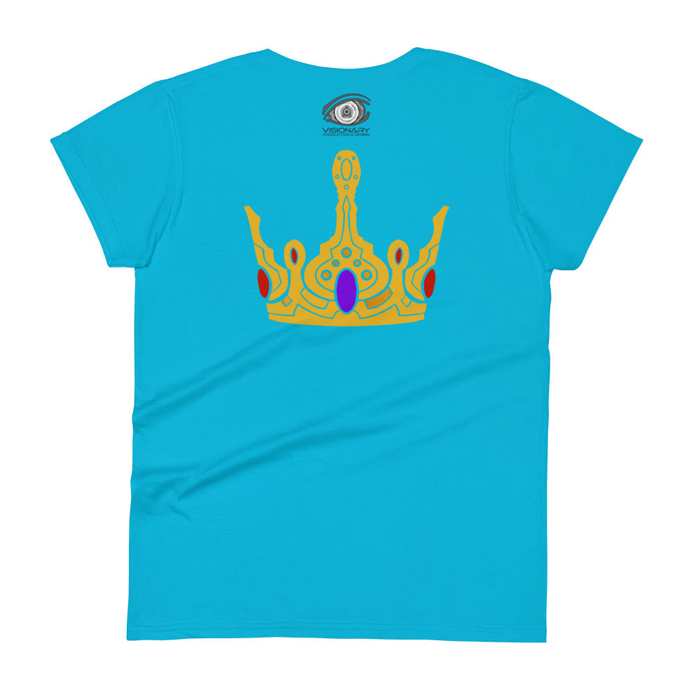 Women's Short Sleeve T-Shirt “Gold Crown” Adventurers Front/Crest Back