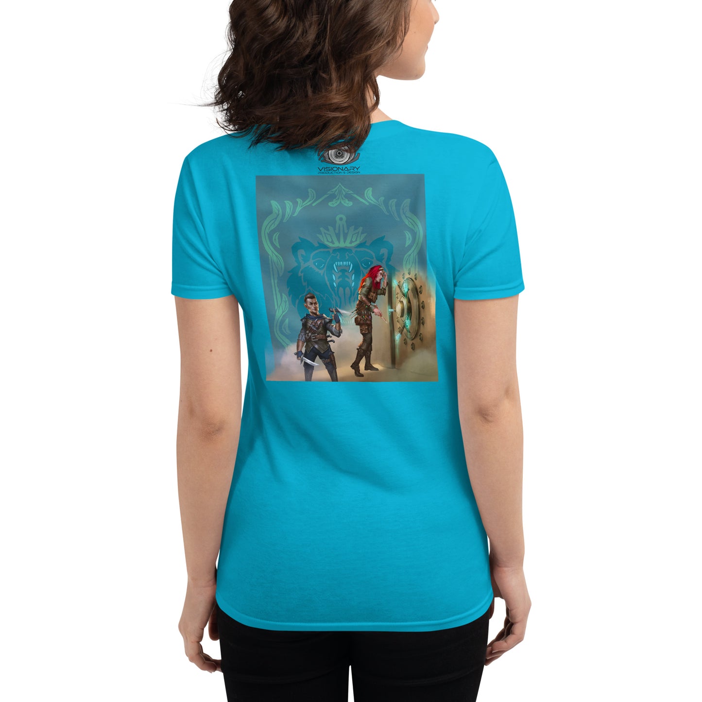 Women's Short Sleeve T-Shirt “Royal Bear” Crest Front/Adventurers Back