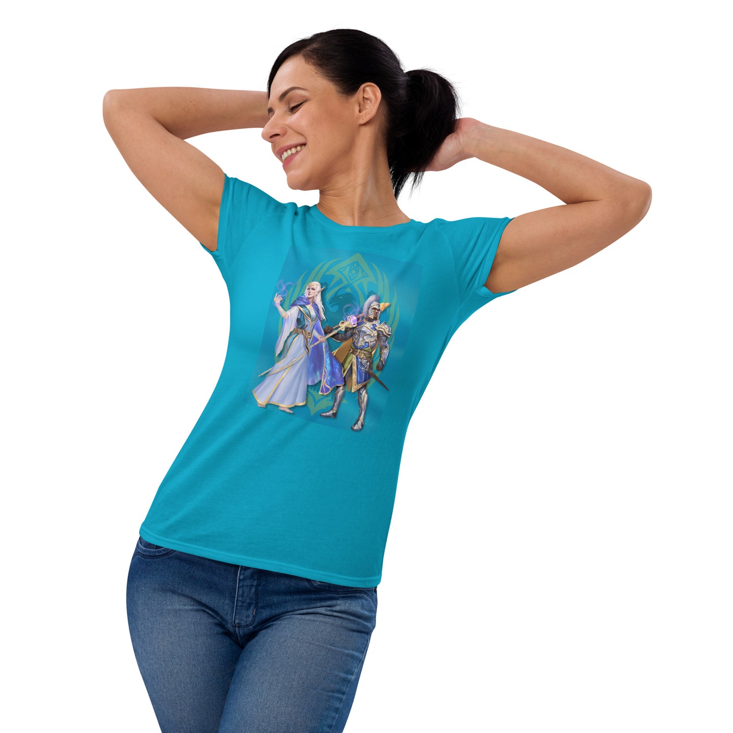 Women's Short Sleeve T-Shirt “Dragon Hawk” Adventurers Front/Crest Back