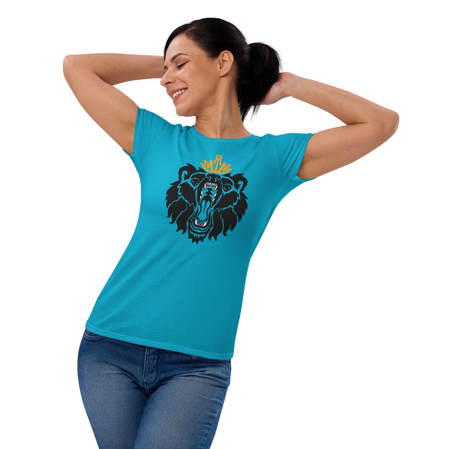 Women's Short Sleeve T-Shirt “Royal Bear” Crest Front/Adventurers Back