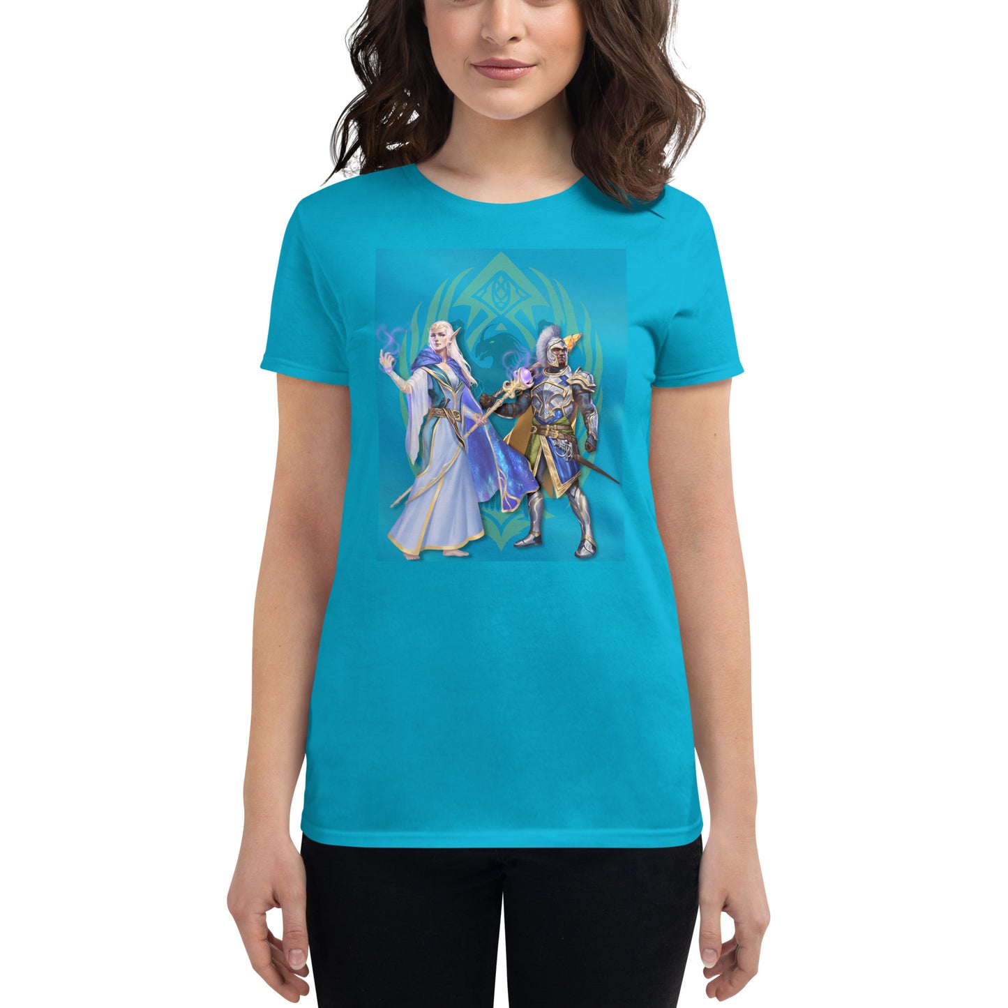 Women's Short Sleeve T-Shirt “Dragon Hawk” Adventurers Front/Crest Back