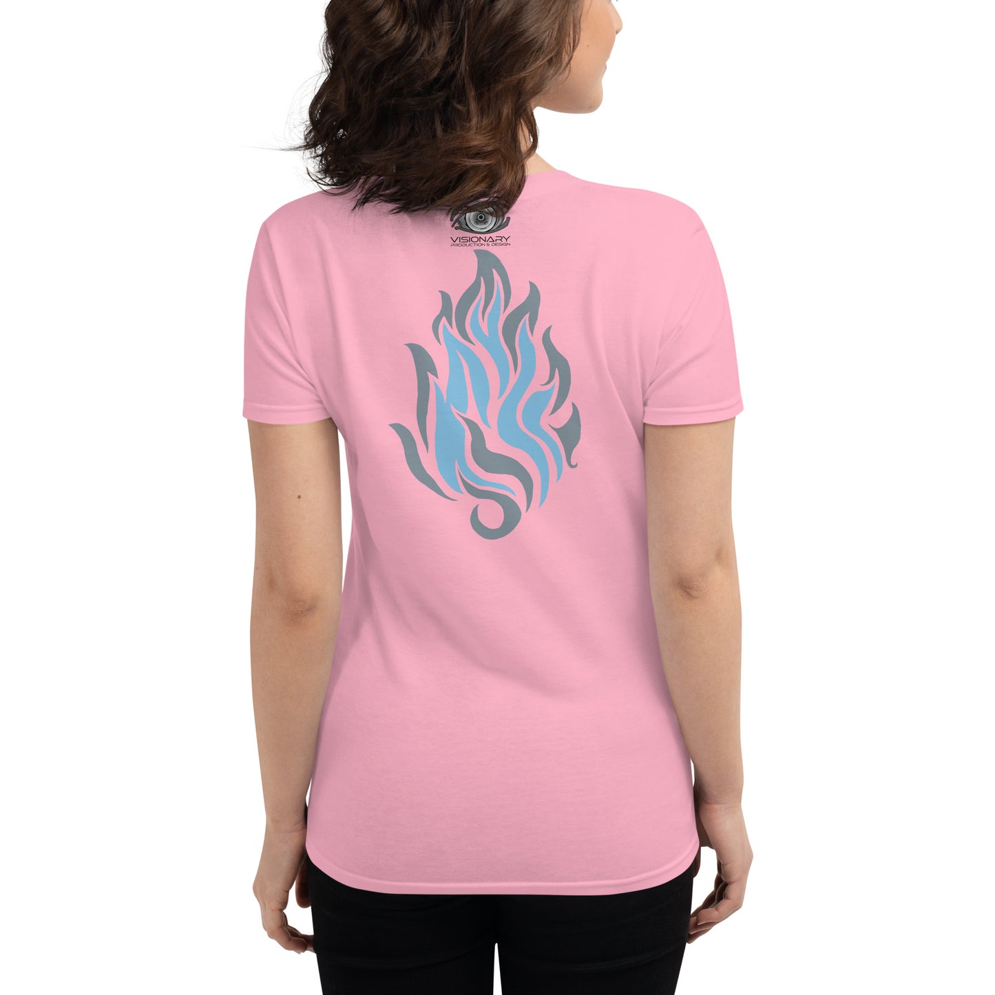 Women's Short Sleeve T-Shirt “Silver Flame” Adventurers Front/Crest Back