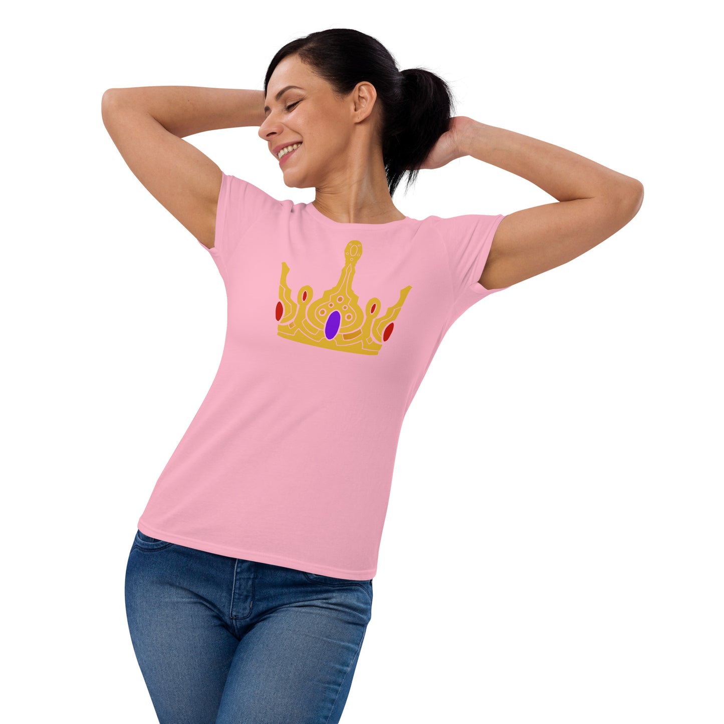 Women's Short Sleeve T-Shirt “Gold Crown” Crest Front/Adventurers Back