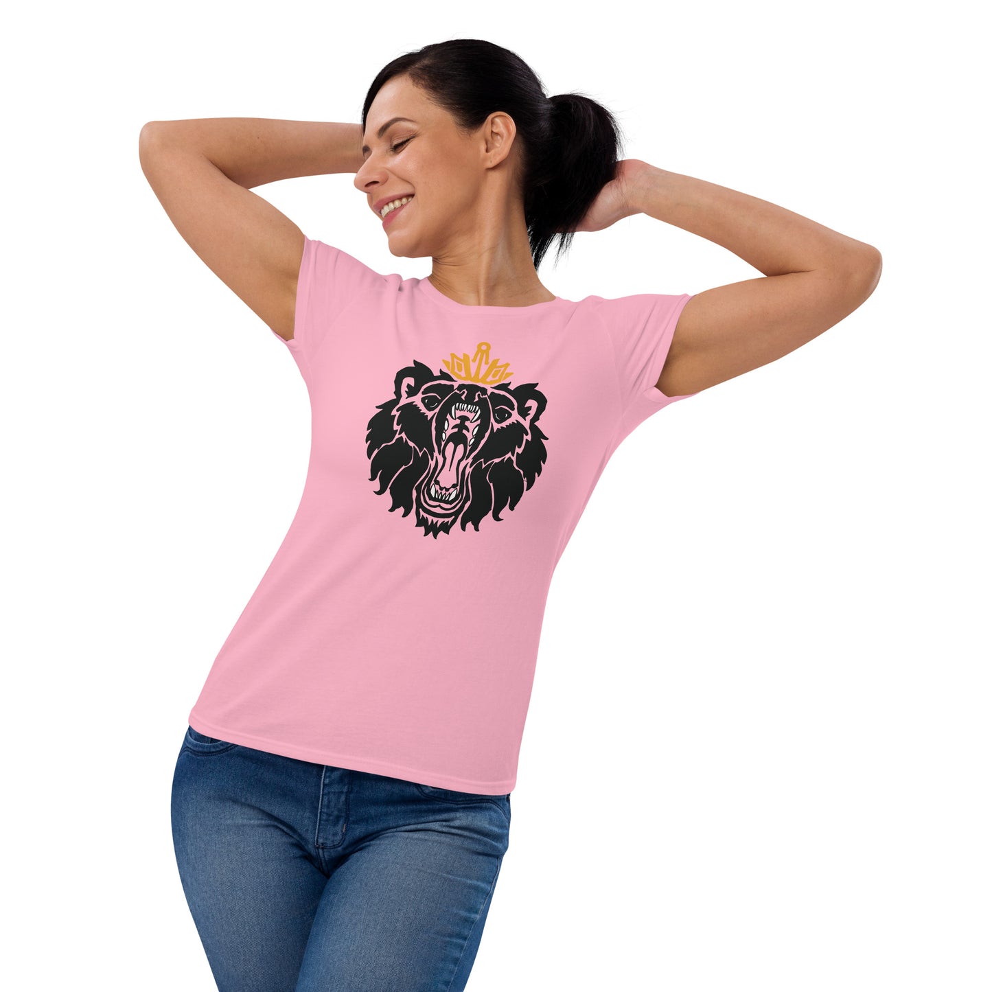 Women's Short Sleeve T-Shirt “Royal Bear” Crest Front/Adventurers Back