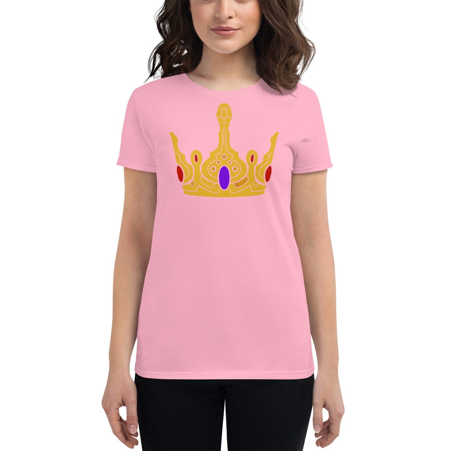 Women's Short Sleeve T-Shirt “Gold Crown” Crest Front/Adventurers Back