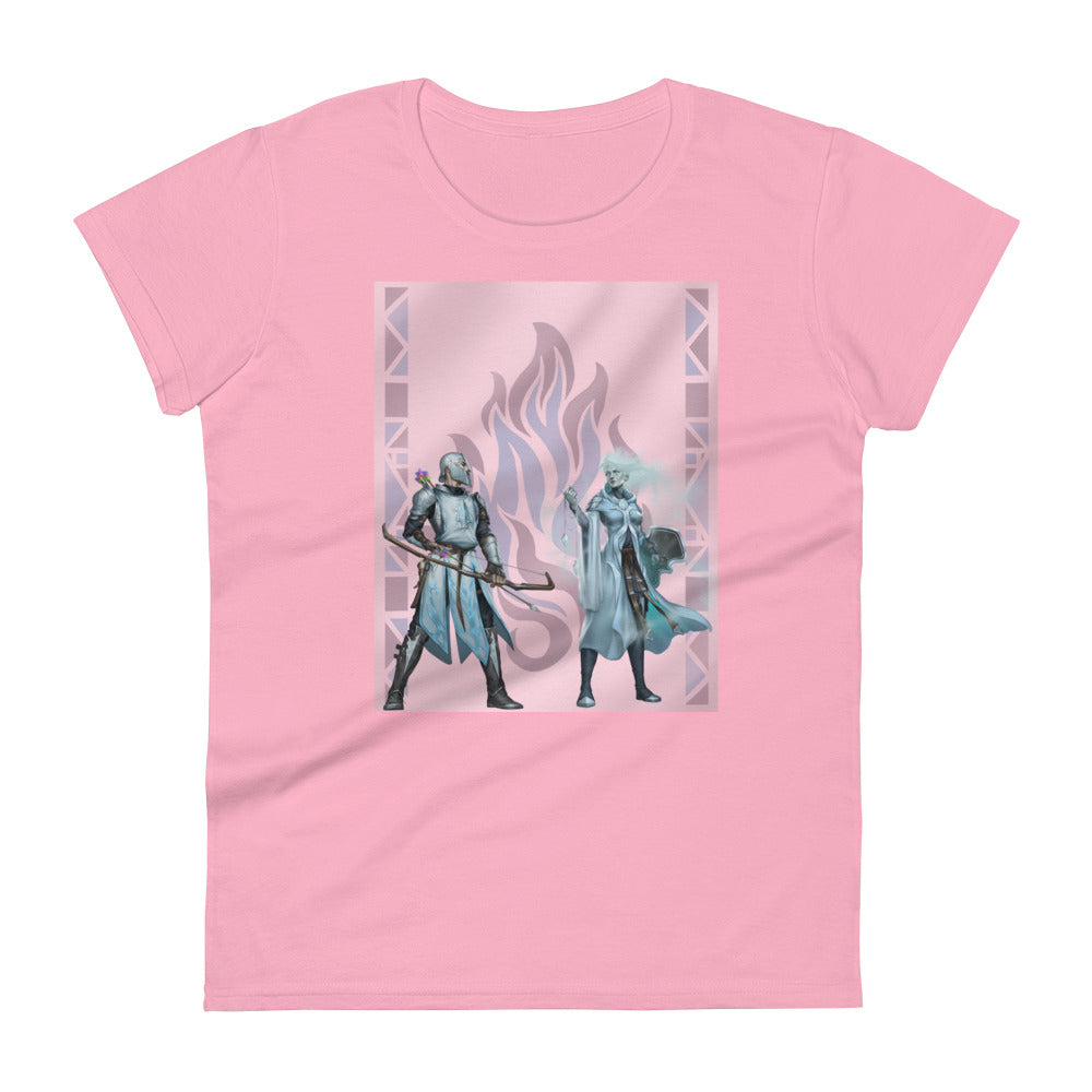 Women's Short Sleeve T-Shirt “Silver Flame” Adventurers Front/Crest Back