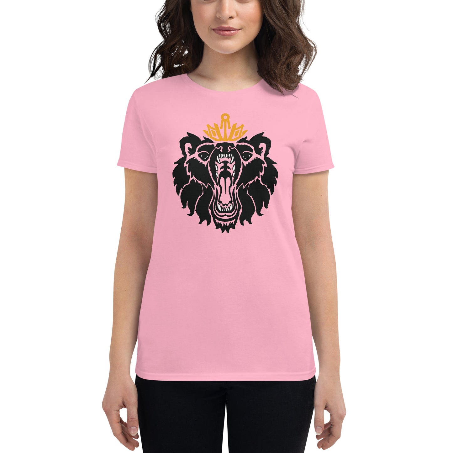 Women's Short Sleeve T-Shirt “Royal Bear” Crest Front/Adventurers Back