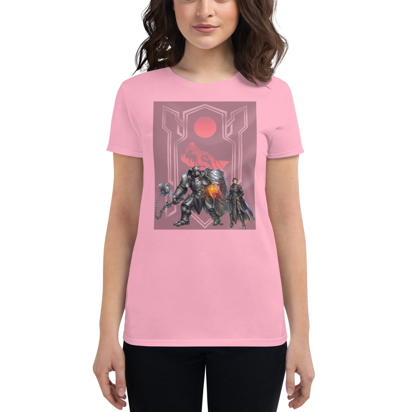 Women's Short Sleeve T-Shirt "Red Wolf” Adventurers Front/Crest Back