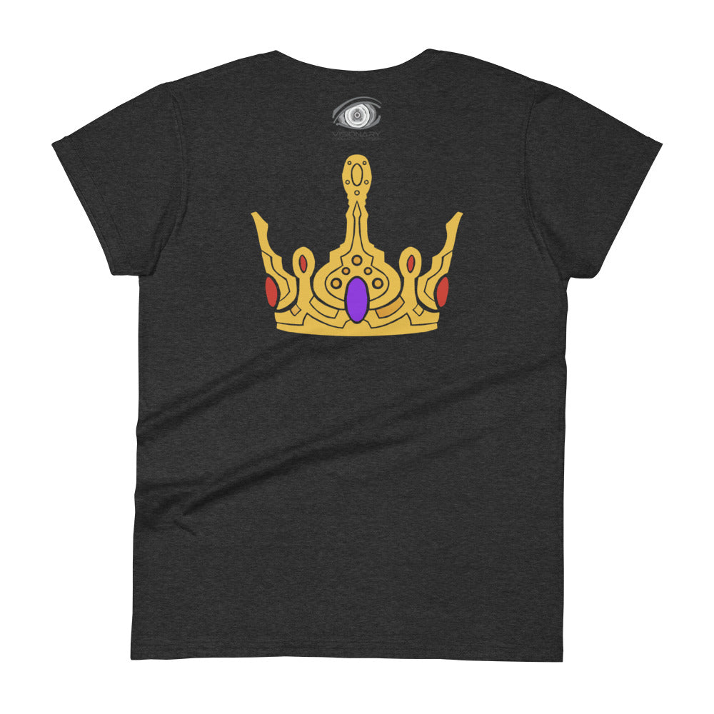 Women's Short Sleeve T-Shirt “Gold Crown” Adventurers Front/Crest Back