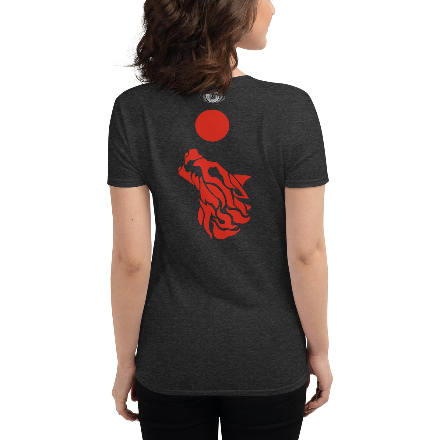 Women's Short Sleeve T-Shirt "Red Wolf” Adventurers Front/Crest Back