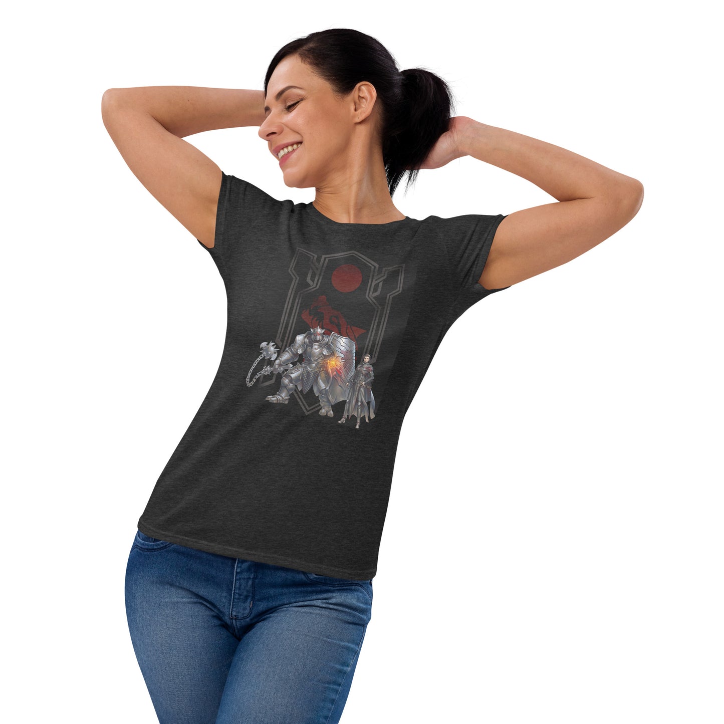 Women's Short Sleeve T-Shirt "Red Wolf” Adventurers Front/Crest Back