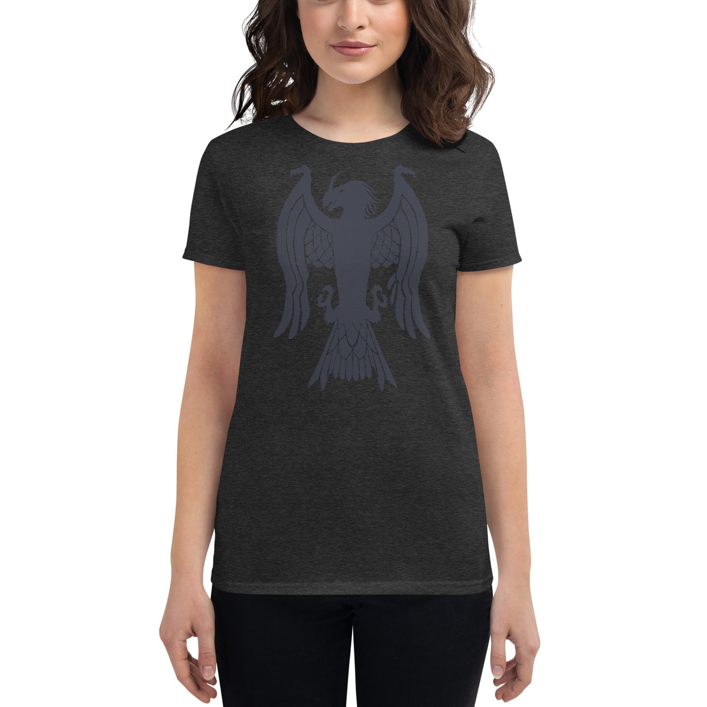 Women's Short Sleeve T-Shirt "Red Wolf” Crest Front/Adventurers Back