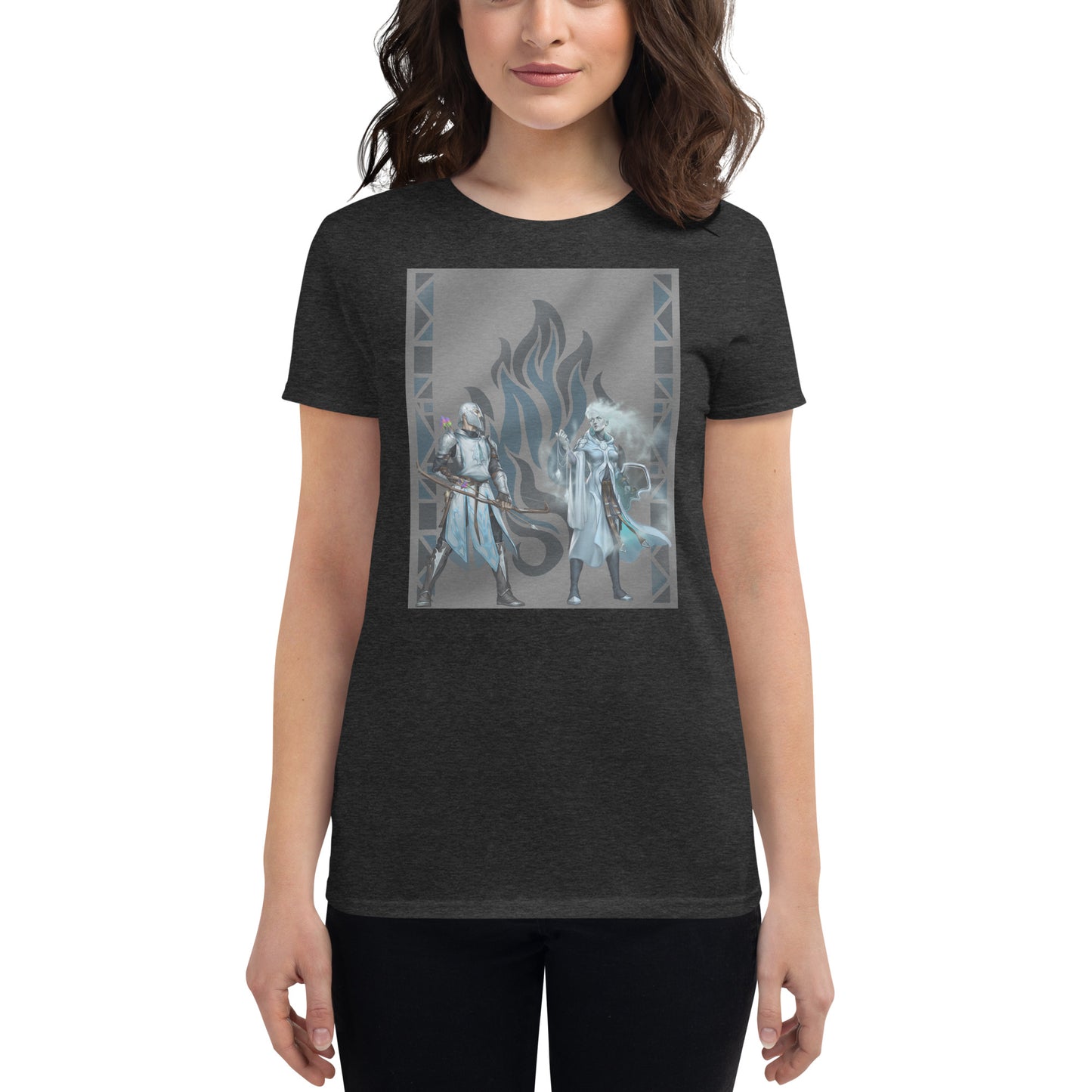 Women's Short Sleeve T-Shirt “Silver Flame” Adventurers Front/Crest Back