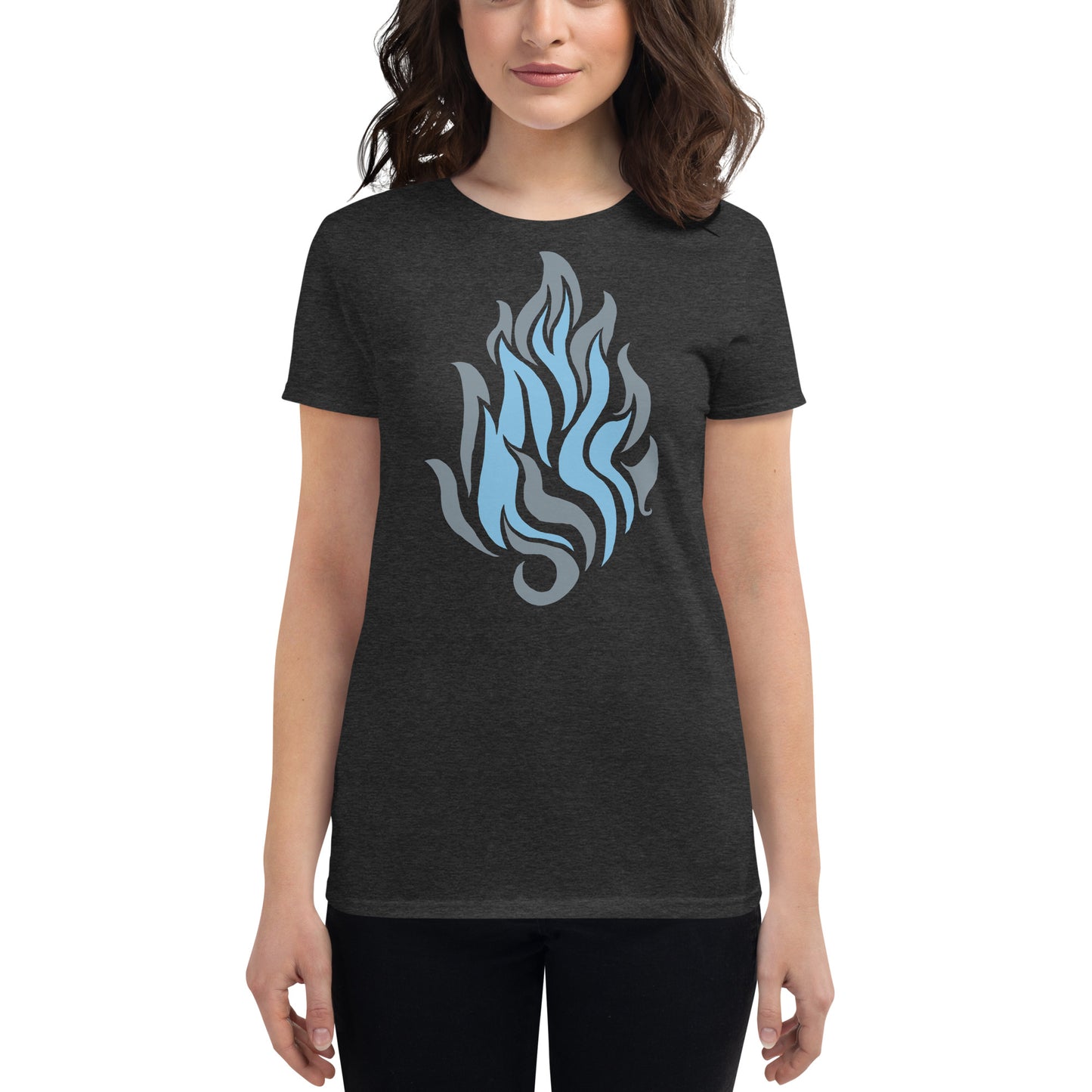 Women's Short Sleeve T-Shirt “Silver Flame” Crest Front/Adventurers Back