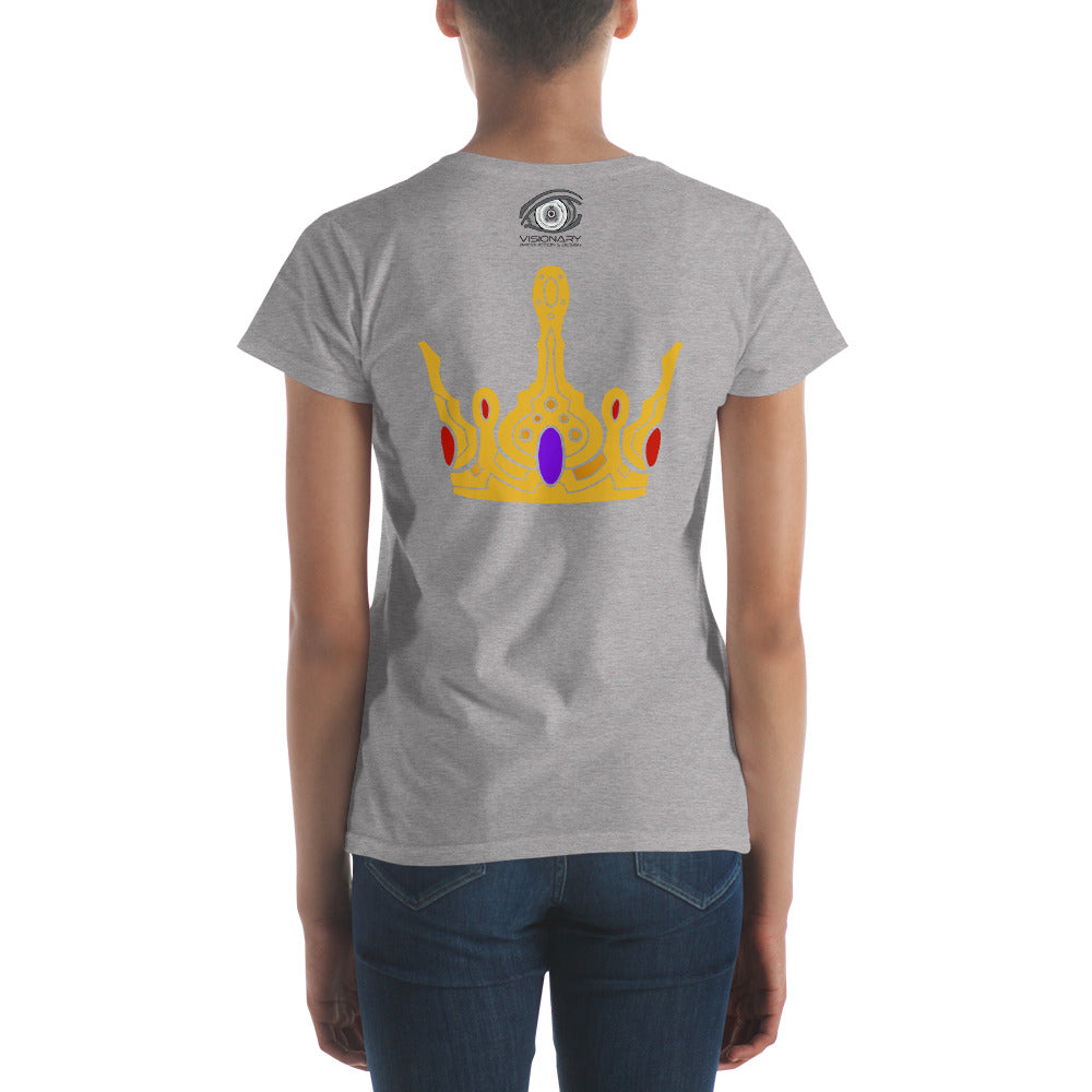 Women's Short Sleeve T-Shirt “Gold Crown” Adventurers Front/Crest Back