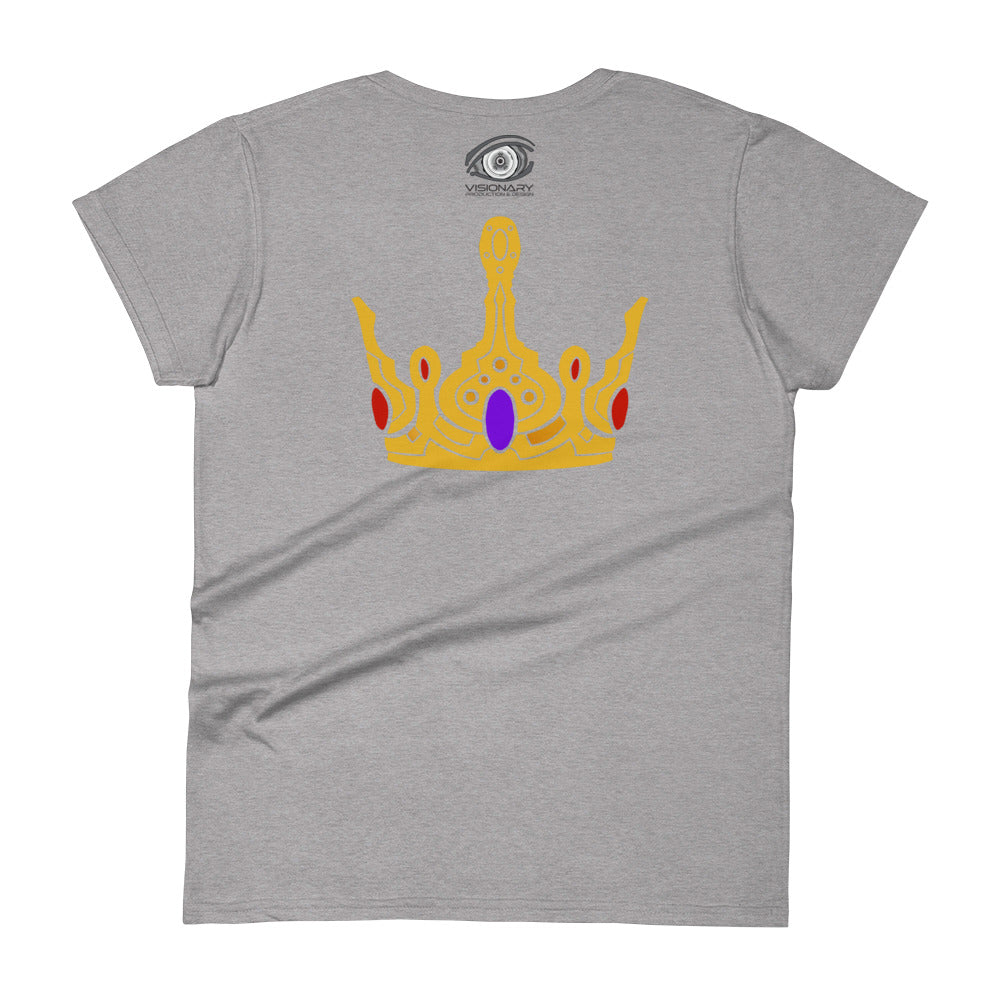 Women's Short Sleeve T-Shirt “Gold Crown” Adventurers Front/Crest Back