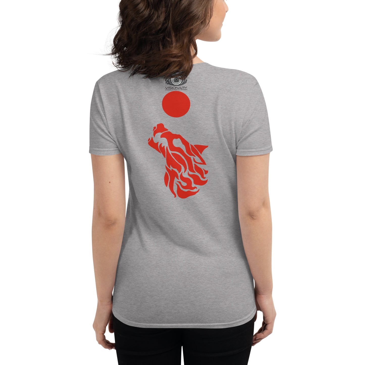 Women's Short Sleeve T-Shirt "Red Wolf” Adventurers Front/Crest Back