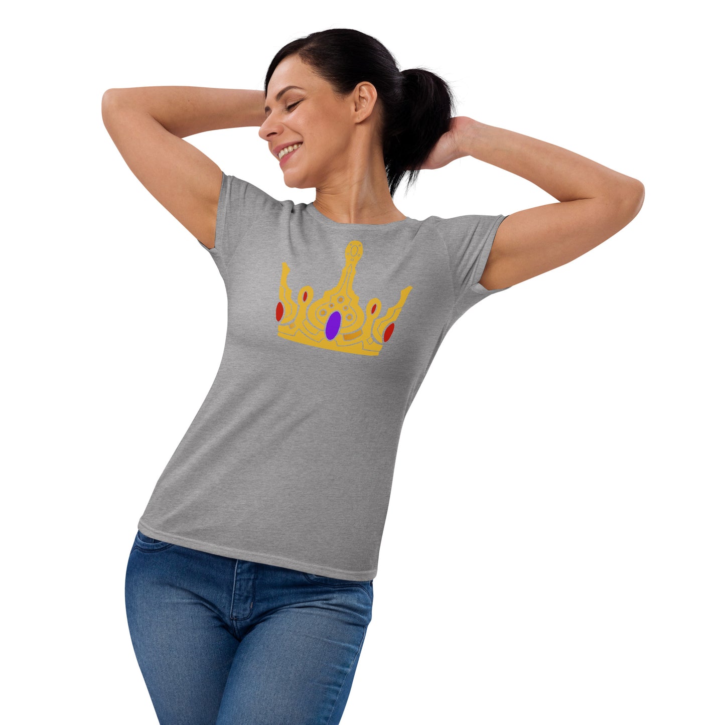 Women's Short Sleeve T-Shirt “Gold Crown” Crest Front/Adventurers Back