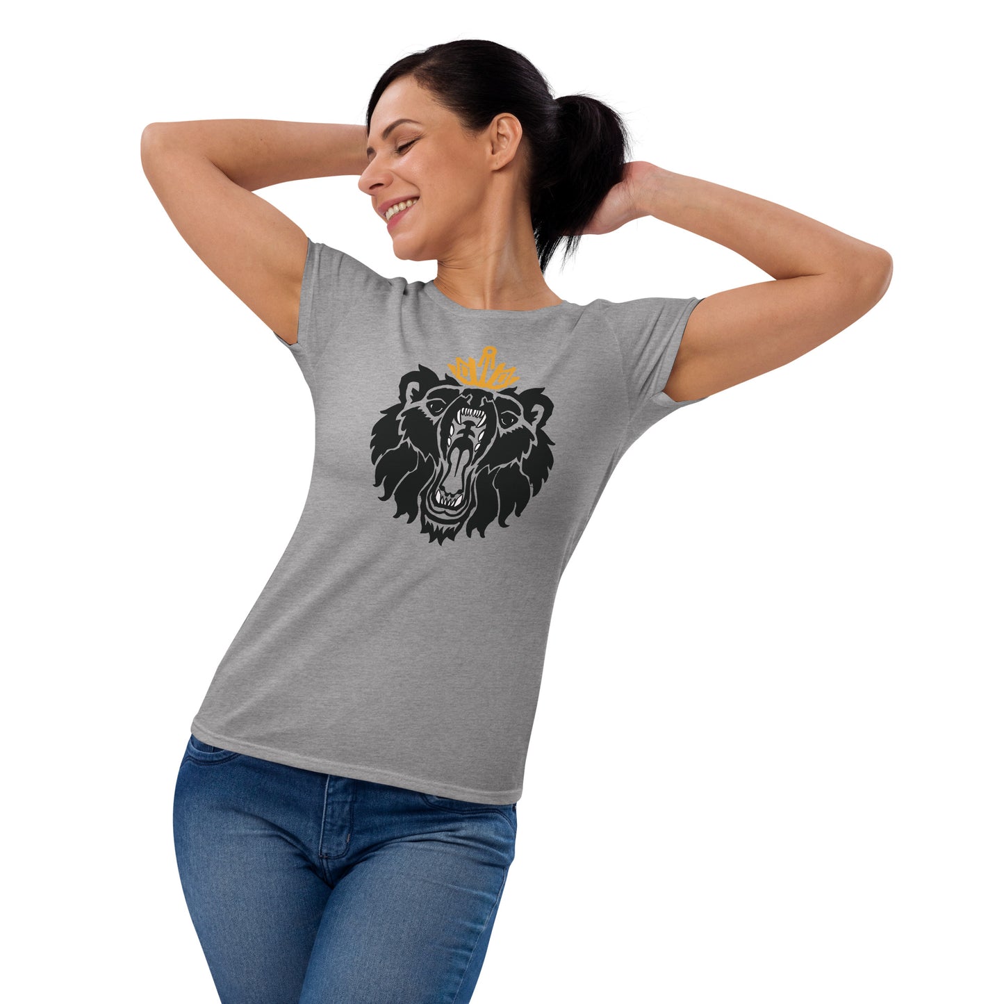 Women's Short Sleeve T-Shirt “Royal Bear” Crest Front/Adventurers Back