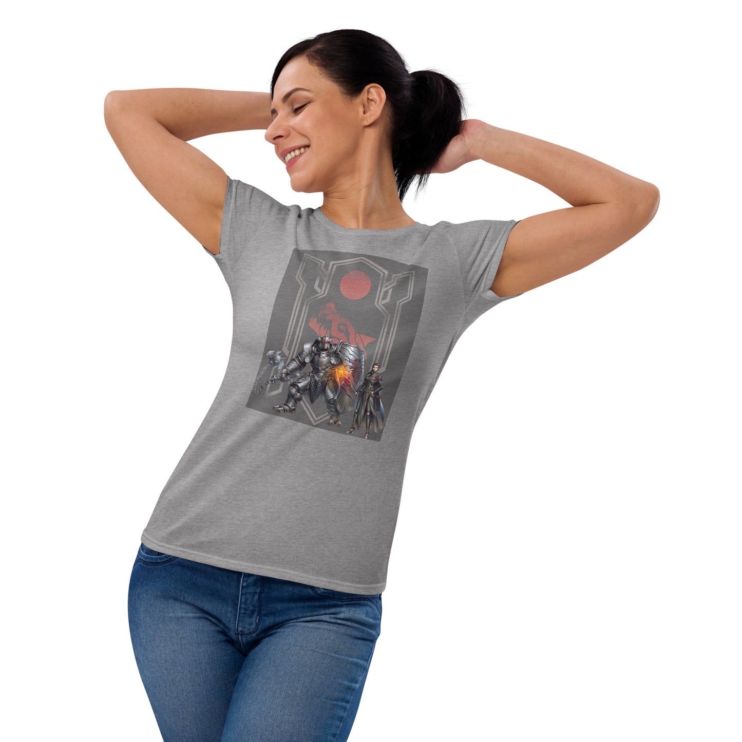 Women's Short Sleeve T-Shirt "Red Wolf” Adventurers Front/Crest Back