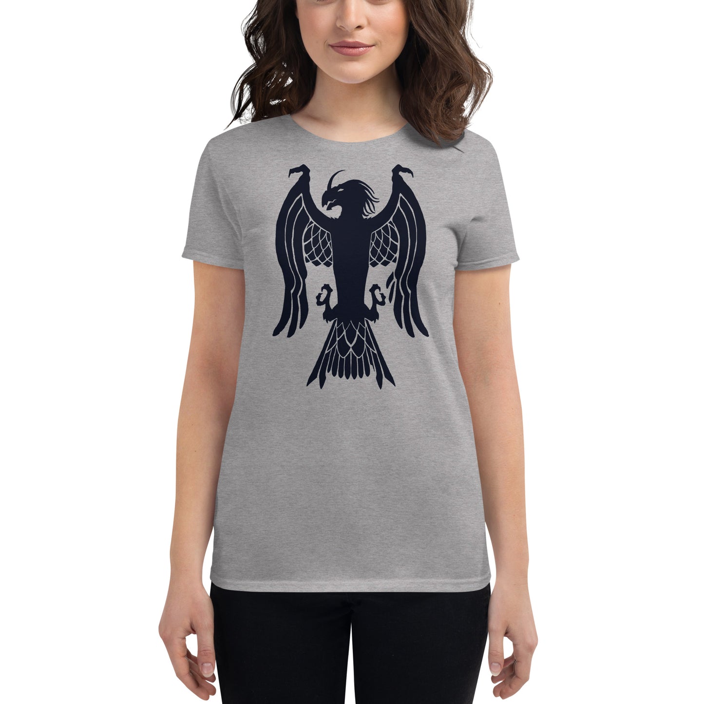 Women's Short Sleeve T-Shirt "Red Wolf” Crest Front/Adventurers Back