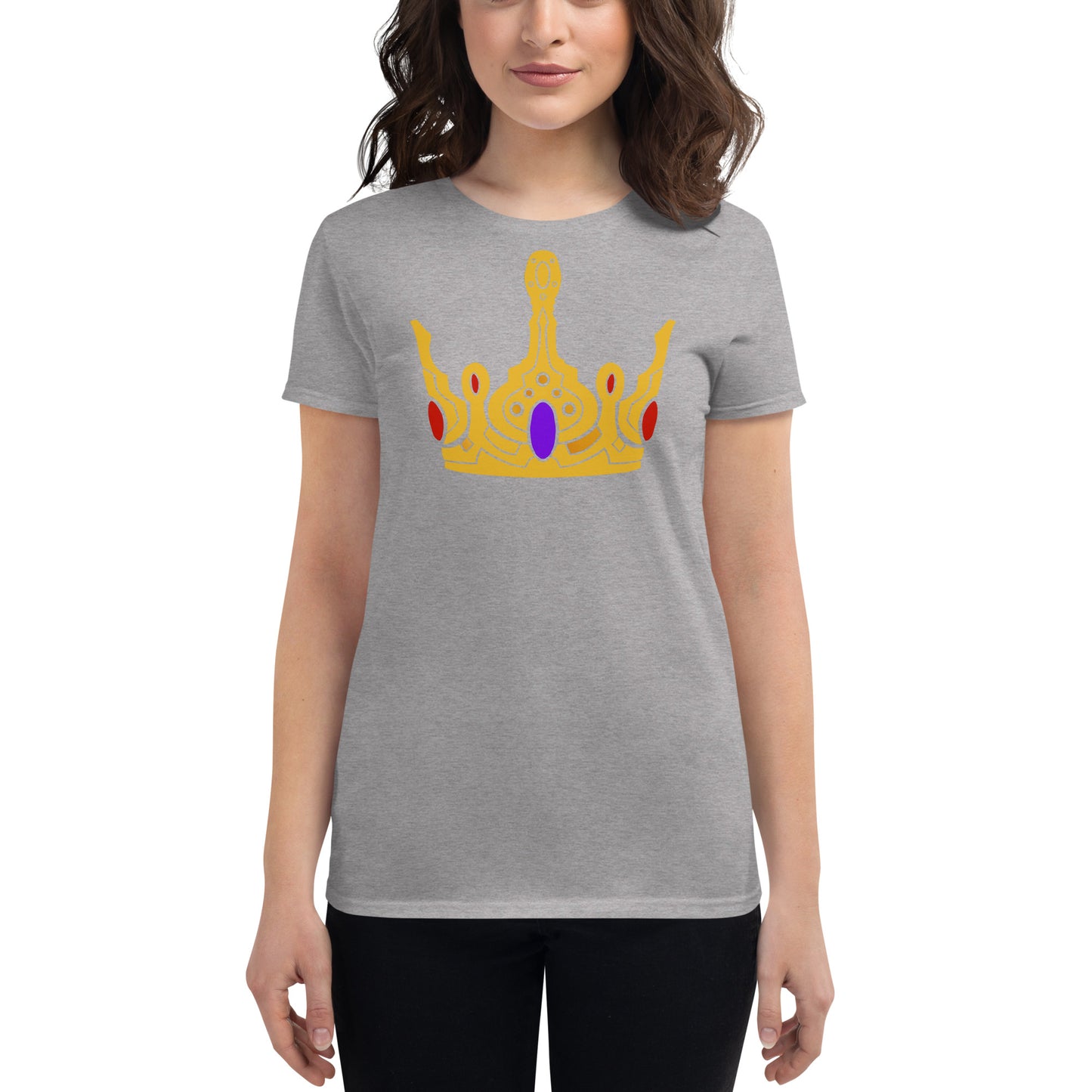 Women's Short Sleeve T-Shirt “Gold Crown” Crest Front/Adventurers Back