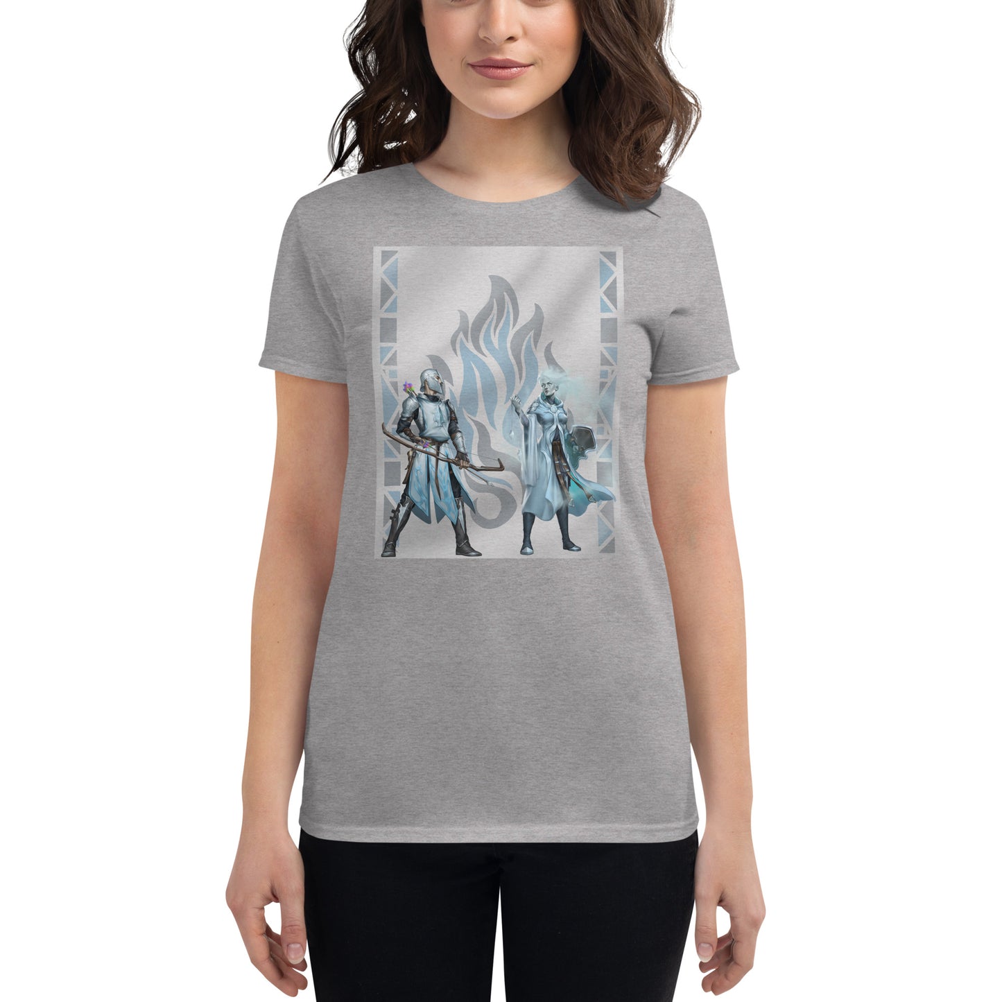 Women's Short Sleeve T-Shirt “Silver Flame” Adventurers Front/Crest Back