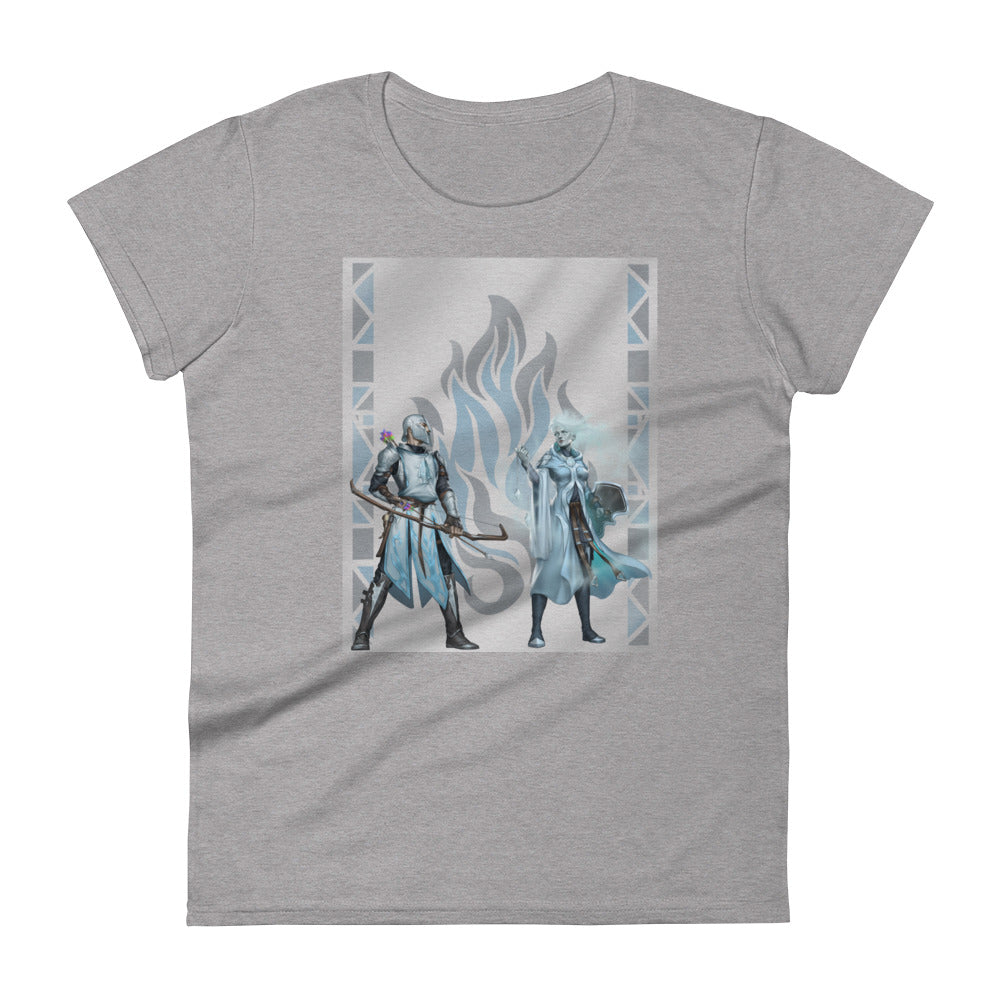 Women's Short Sleeve T-Shirt “Silver Flame” Adventurers Front/Crest Back