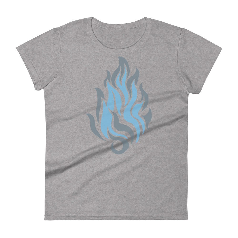 Women's Short Sleeve T-Shirt “Silver Flame” Crest Front/Adventurers Back